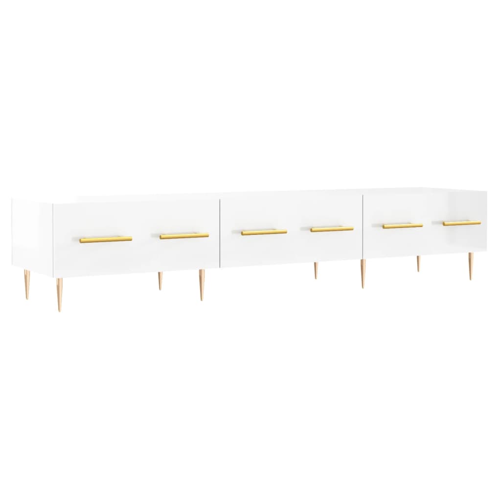 Meuble TV blanc brillant 150x36x30 cm bois d'ingénierie - XIOS