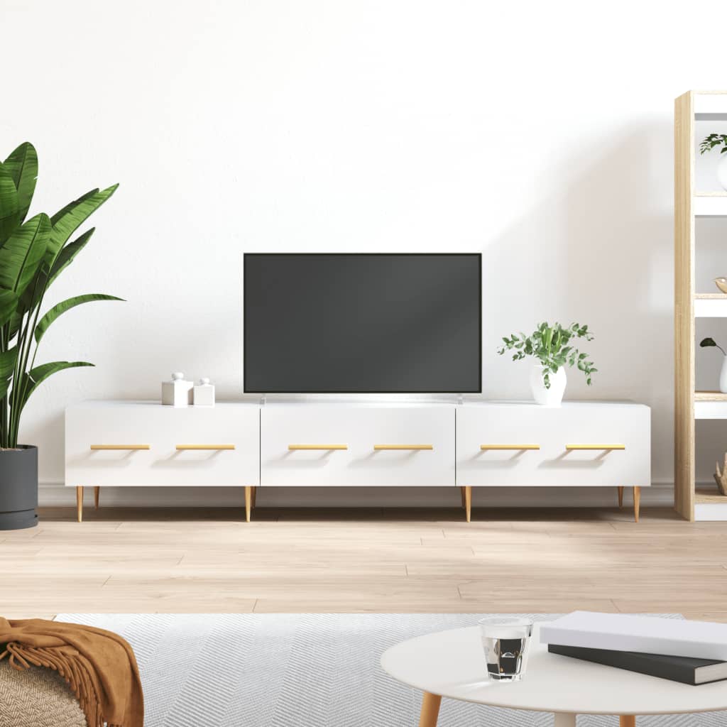 Meuble TV blanc brillant 150x36x30 cm bois d'ingénierie - XIOS