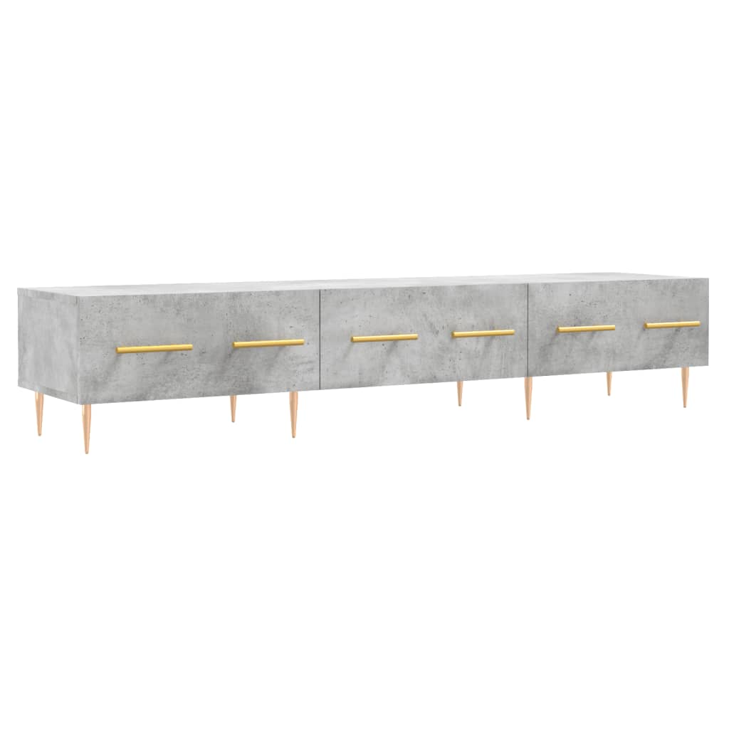 Meuble TV gris béton 150x36x30 cm bois d'ingénierie - XIOS