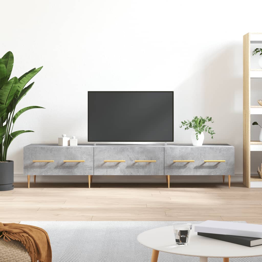Meuble TV gris béton 150x36x30 cm bois d'ingénierie - XIOS