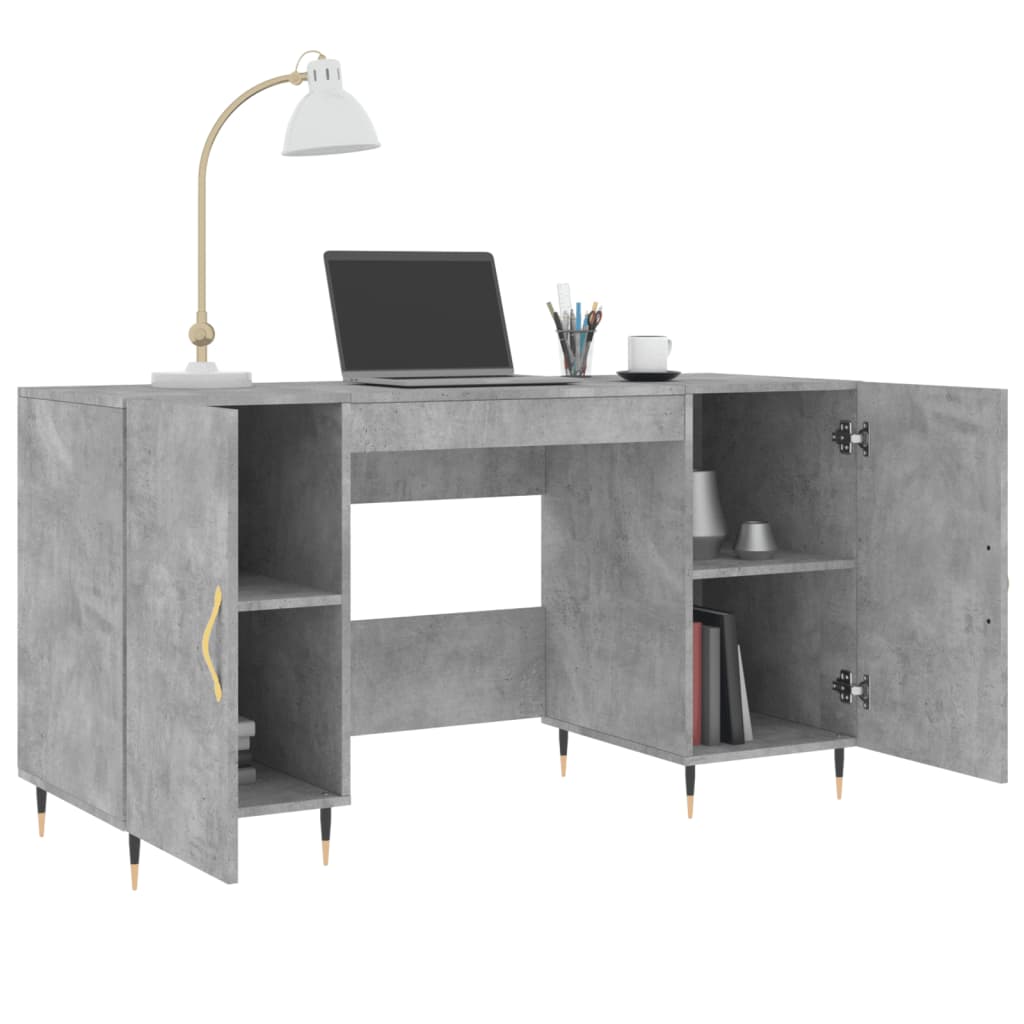 Bureau gris béton 140x50x75 cm bois d'ingénierie - XIOS