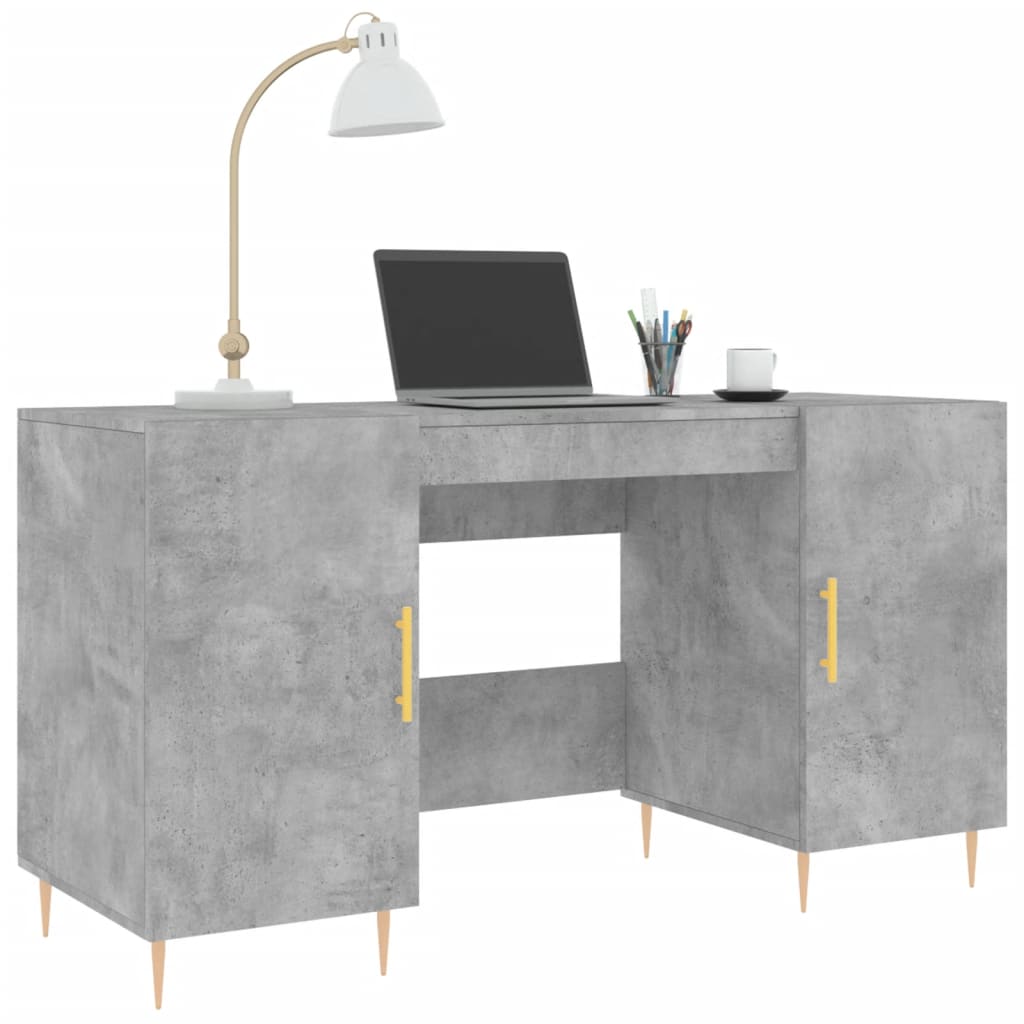 Bureau gris béton 140x50x75 cm bois d'ingénierie - XIOS