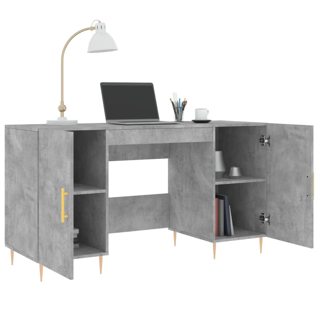 Bureau gris béton 140x50x75 cm bois d'ingénierie - XIOS