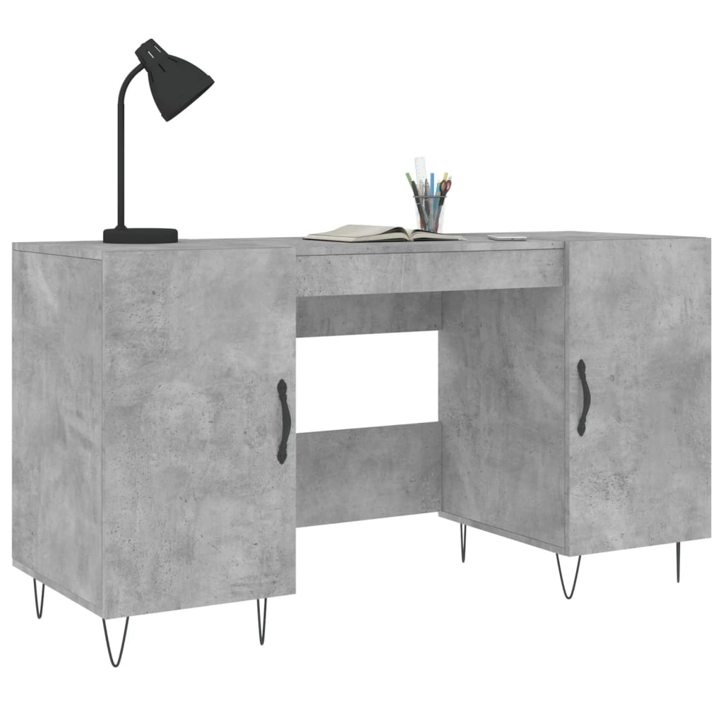 Bureau gris béton 140x50x75 cm bois d'ingénierie - XIOS