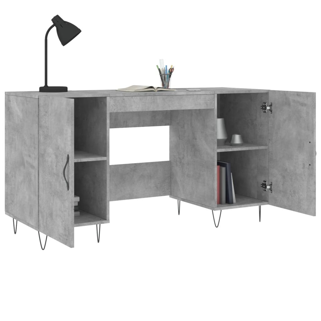 Bureau gris béton 140x50x75 cm bois d'ingénierie - XIOS