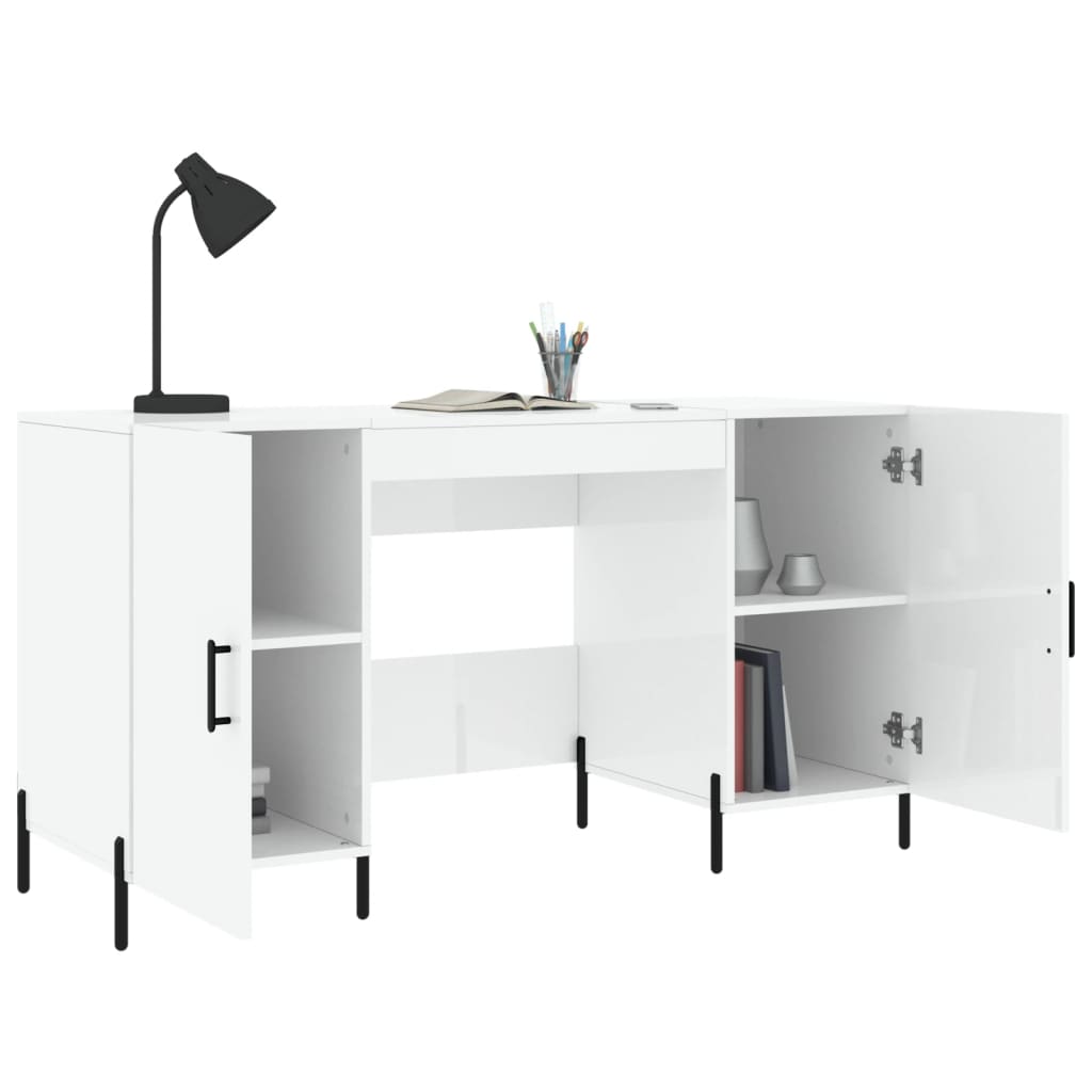 Bureau Blanc brillant 140x50x75 cm Bois d'ingénierie - XIOS