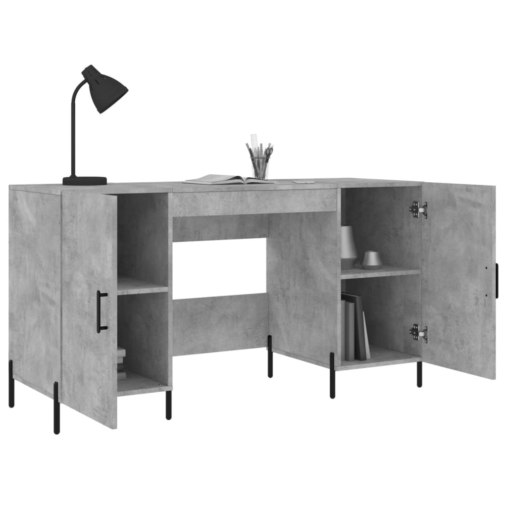 Bureau gris béton 140x50x75 cm bois d'ingénierie - XIOS