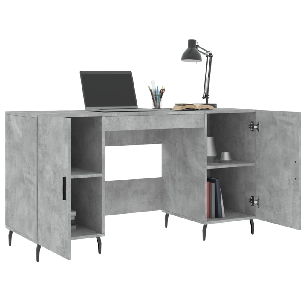 Bureau gris béton 140x50x75 cm bois d'ingénierie - XIOS