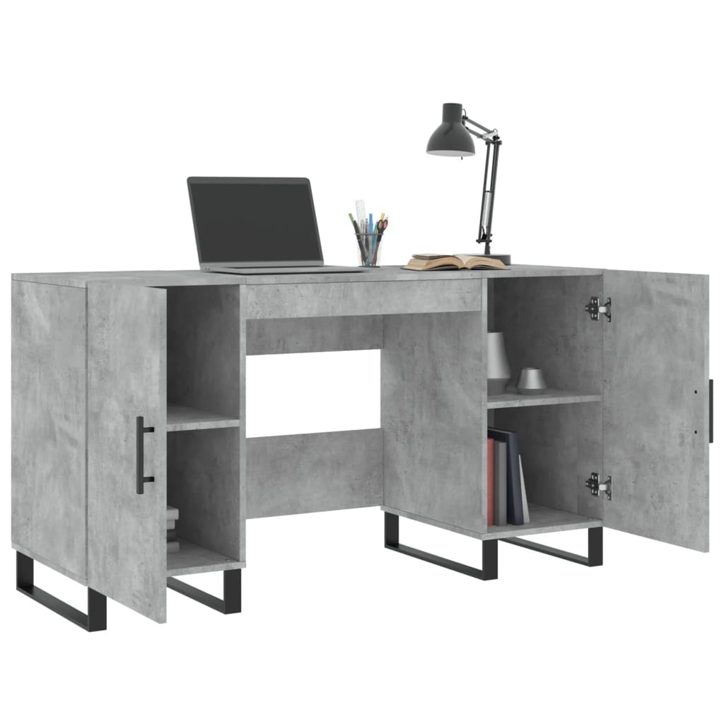 Bureau gris béton 140x50x75 cm bois d'ingénierie - XIOS