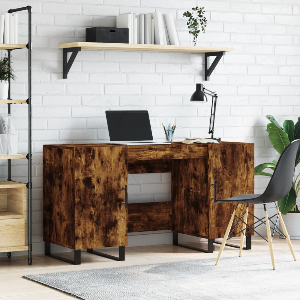 Bureau chêne fumé 140x50x75 cm bois d'ingénierie - XIOS