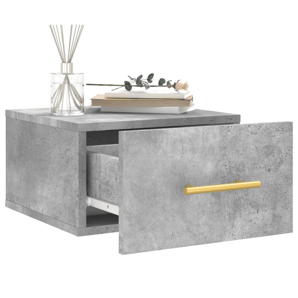 Table de chevet murale gris béton 35x35x20 cm - XIOS