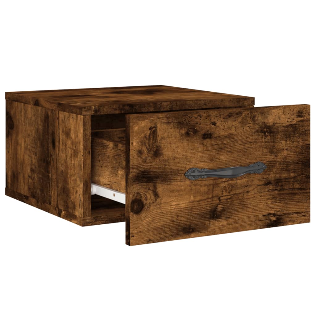 Table de chevet murale chêne fumé 35x35x20 cm - XIOS