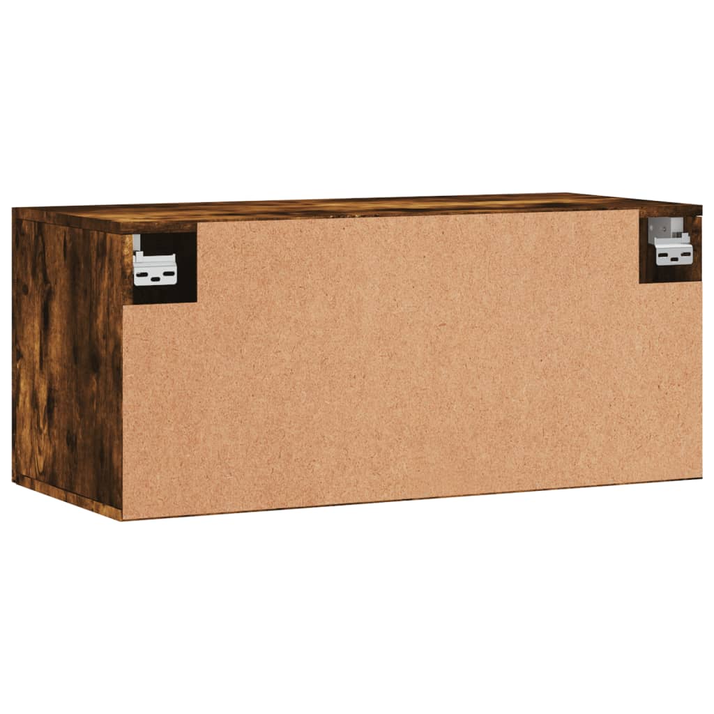 Armoire murale chêne fumé 80x36,5x35 cm bois d'ingénierie - XIOS