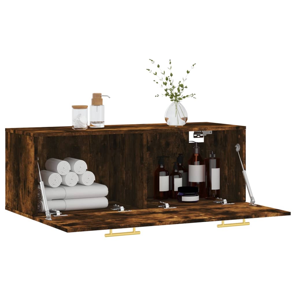 Armoire murale Chêne fumé 100x36,5x35 cm Bois d'ingénierie - XIOS