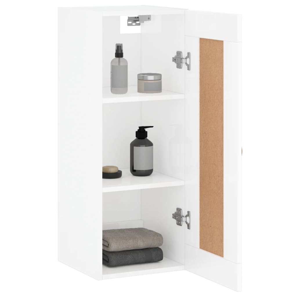 Armoire murale blanc brillant 34,5x34x90 cm bois d'ingénierie - XIOS