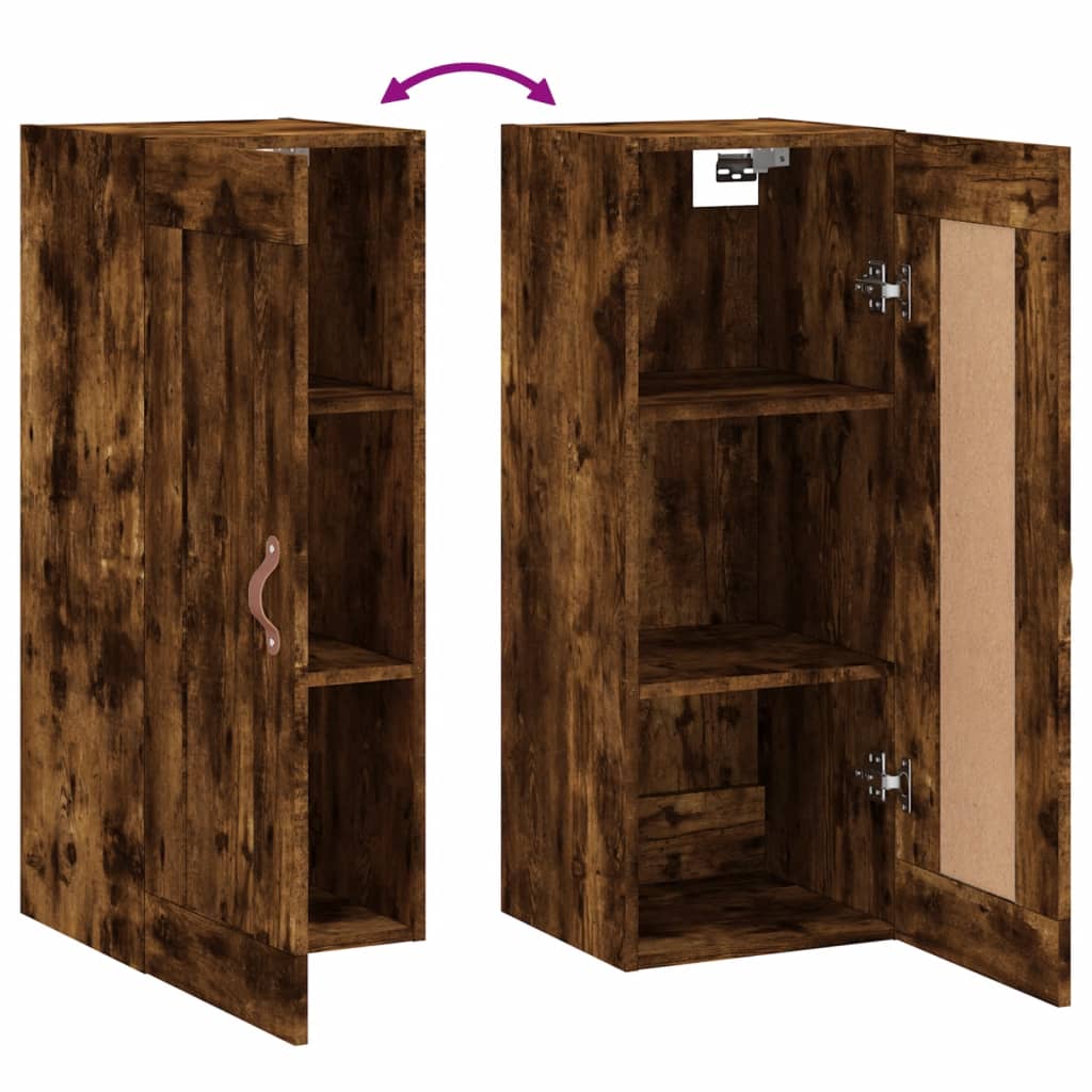 Armoire murale chêne fumé 34,5x34x90 cm bois d'ingénierie - XIOS