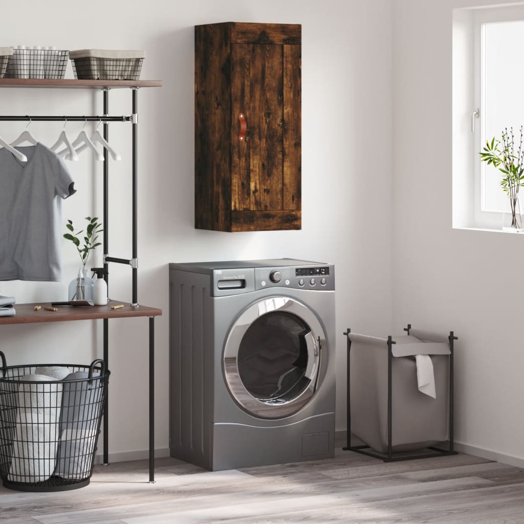 Armoire murale chêne fumé 34,5x34x90 cm bois d'ingénierie - XIOS