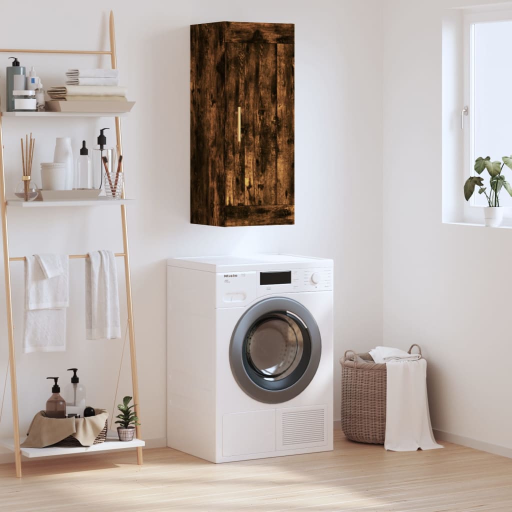 Armoire murale chêne fumé 34,5x34x90 cm bois d'ingénierie - XIOS