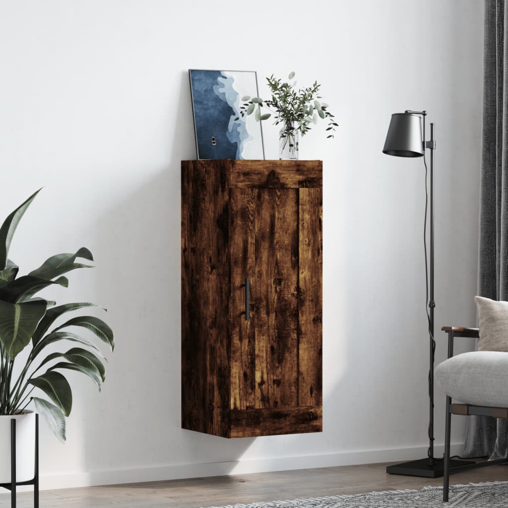 Armoire murale chêne fumé 34,5x34x90 cm bois d'ingénierie - XIOS