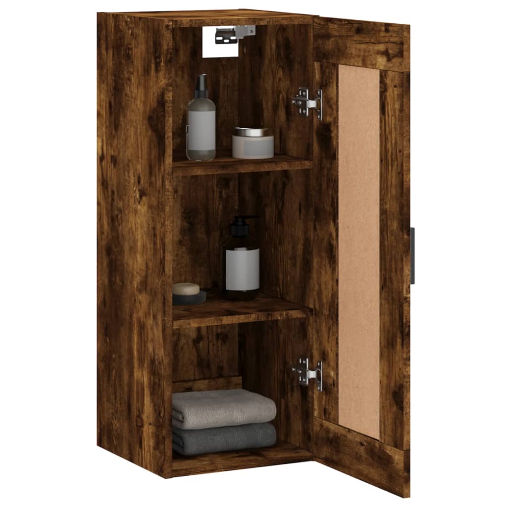 Armoire murale chêne fumé 34,5x34x90 cm bois d'ingénierie - XIOS