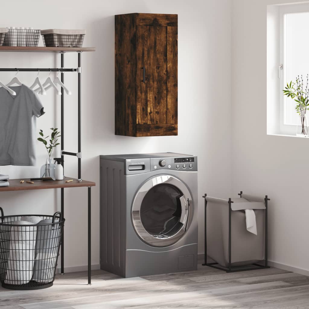 Armoire murale chêne fumé 34,5x34x90 cm bois d'ingénierie - XIOS
