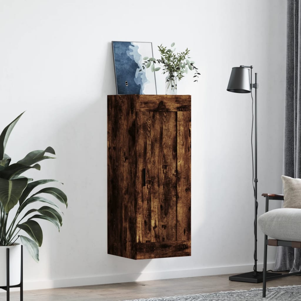 Armoire murale chêne fumé 34,5x34x90 cm bois d'ingénierie - XIOS