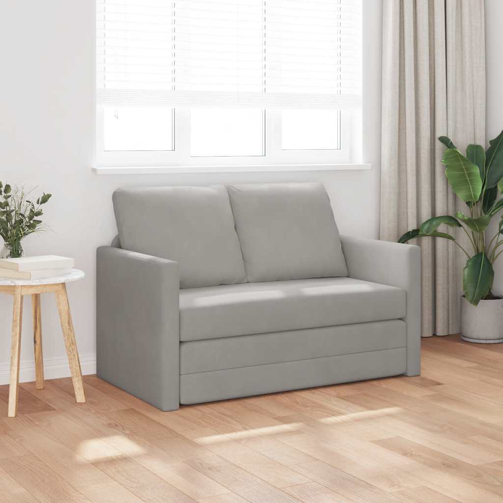 Canapé-lit 2 en 1 gris clair 122x204x55 cm velours