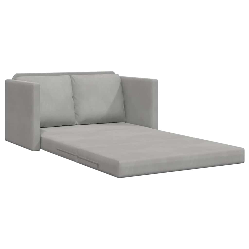 Canapé-lit 2 en 1 gris clair 122x204x55 cm velours