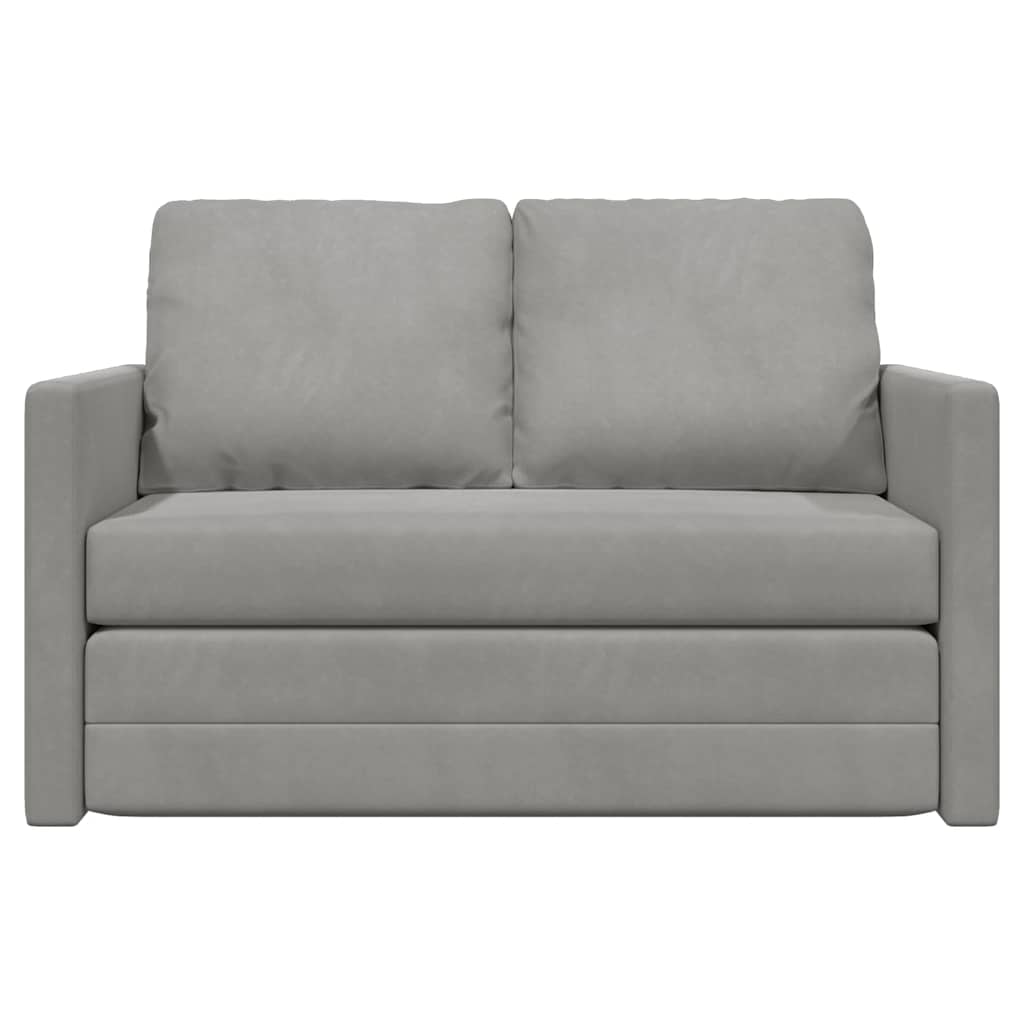 Canapé-lit 2 en 1 gris clair 122x204x55 cm velours