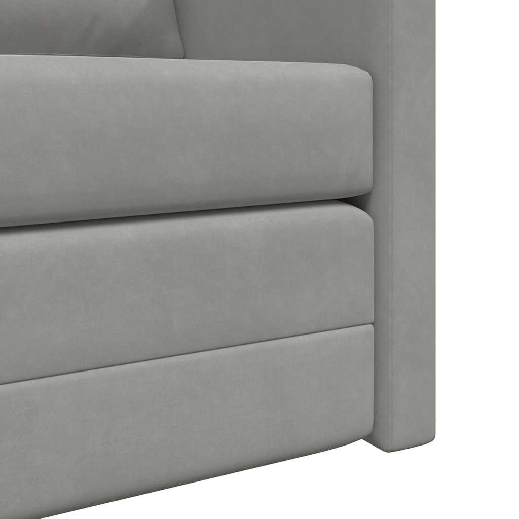 Canapé-lit 2 en 1 gris clair 122x204x55 cm velours