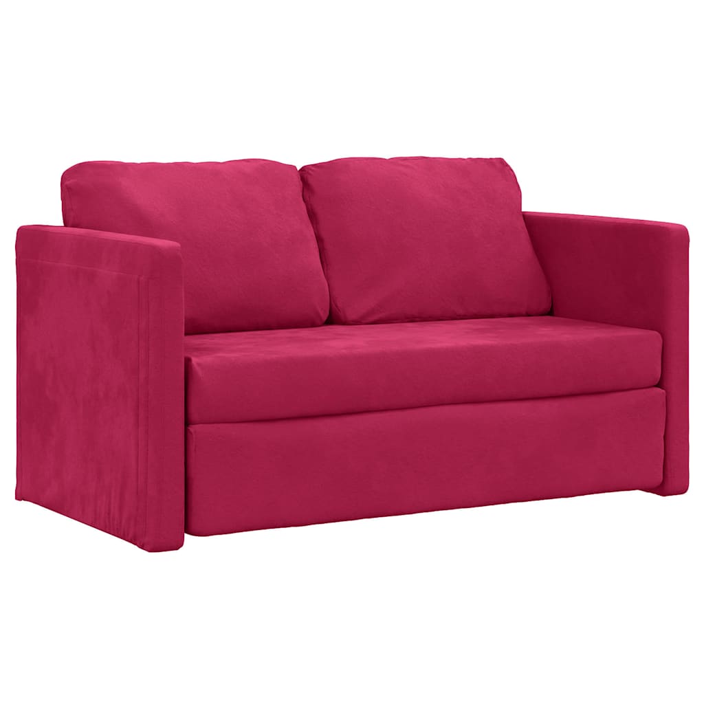 Canapé-lit 2 en 1 rouge bordeaux 122x204x55 cm velours - XIOS