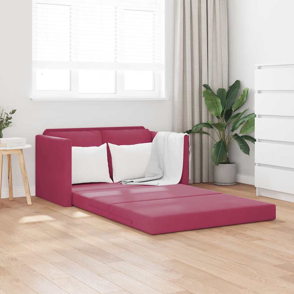 Canapé-lit 2 en 1 rouge bordeaux 122x204x55 cm velours - XIOS