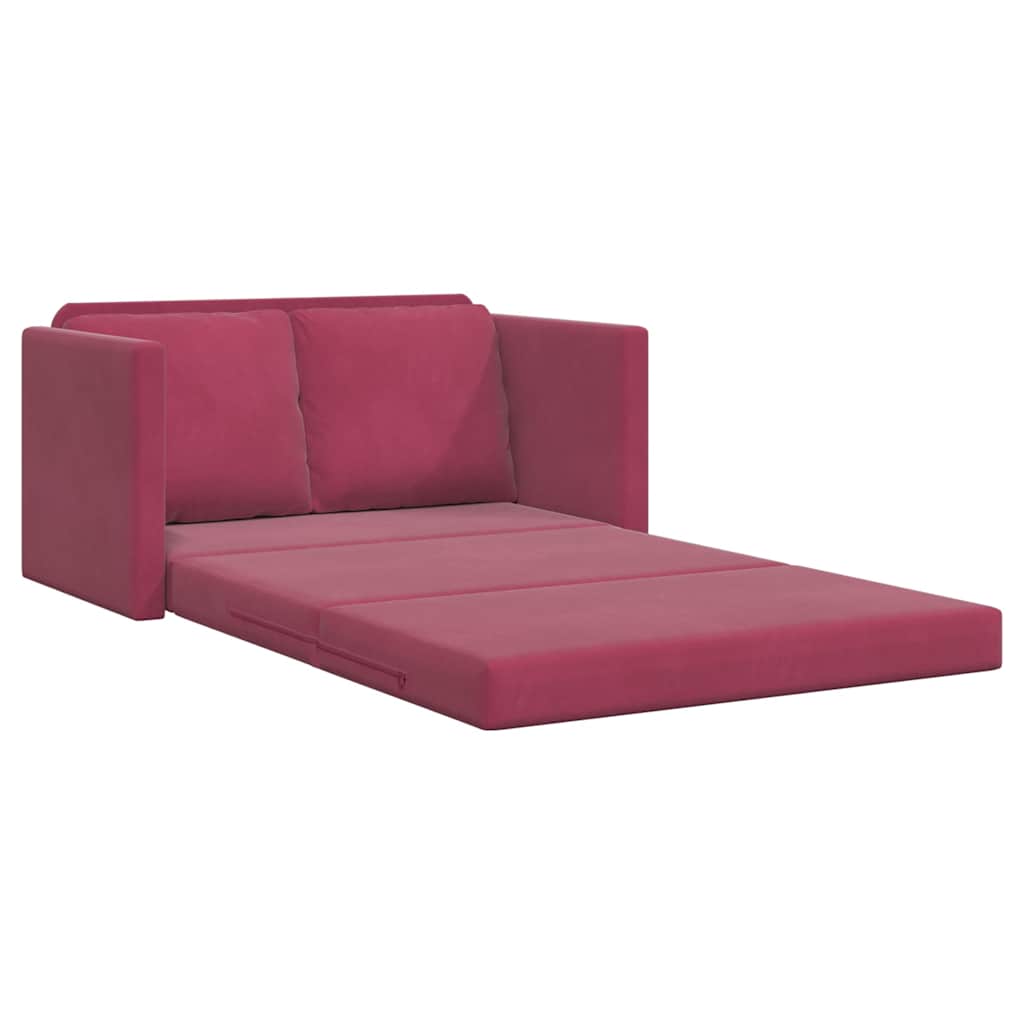 Canapé-lit 2 en 1 rouge bordeaux 122x204x55 cm velours - XIOS