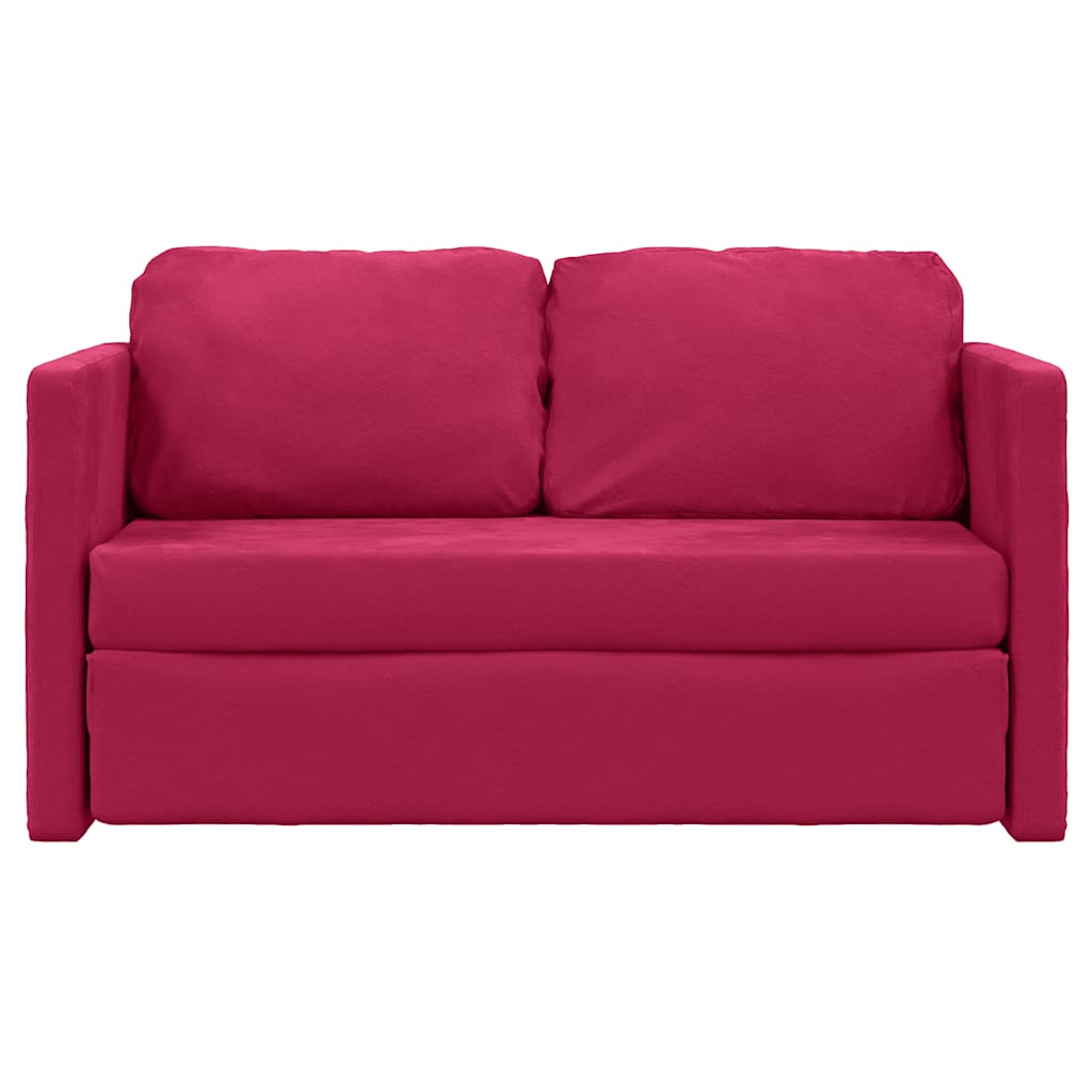 Canapé-lit 2 en 1 rouge bordeaux 122x204x55 cm velours