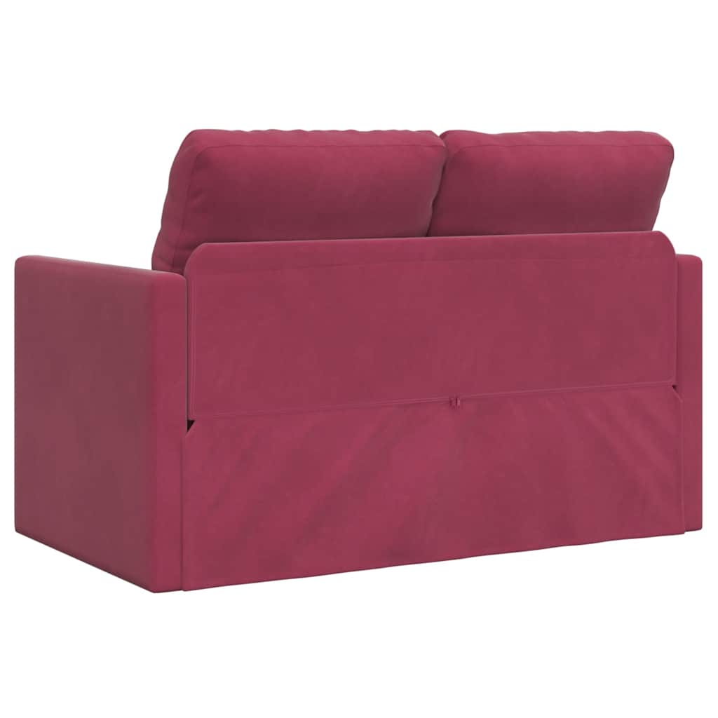 Canapé-lit 2 en 1 rouge bordeaux 122x204x55 cm velours - XIOS
