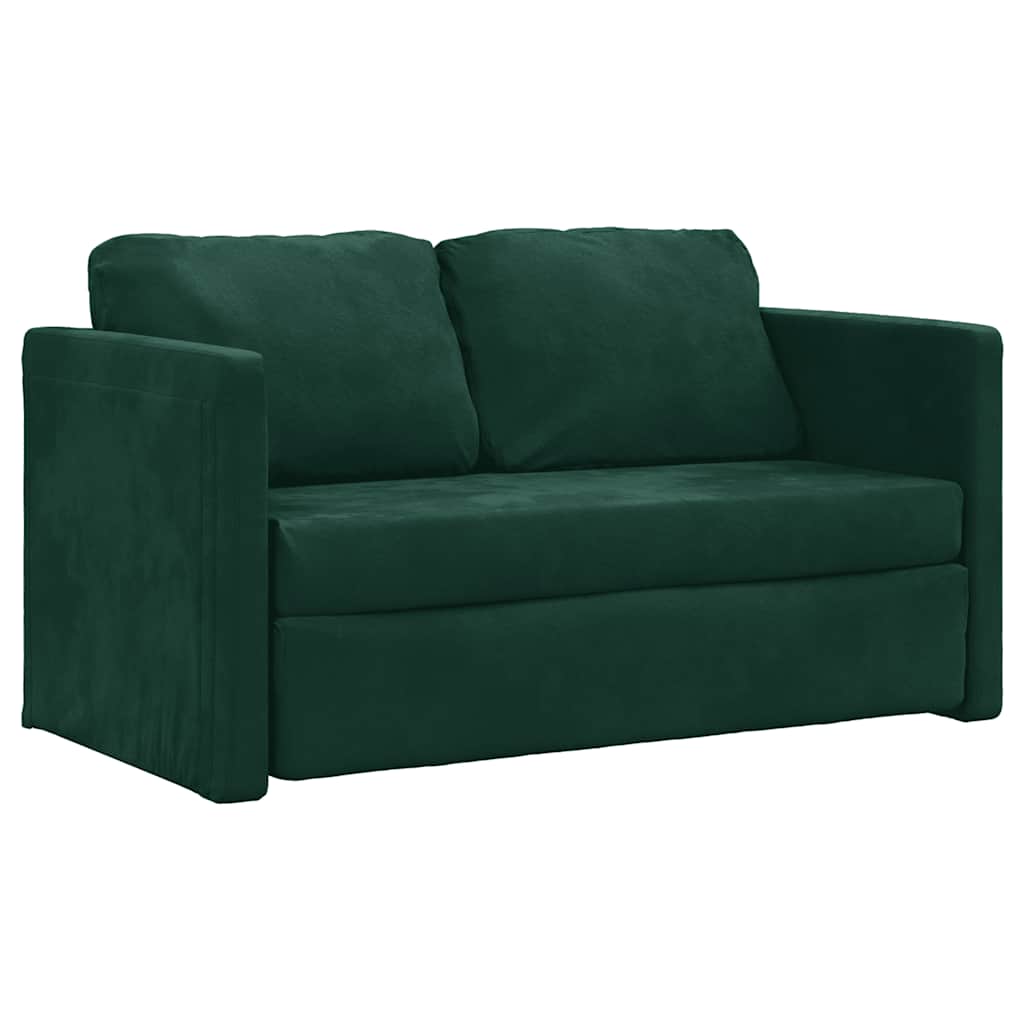 Canapé-lit 2 en 1 vert foncé 122x204x55 cm velours - XIOS