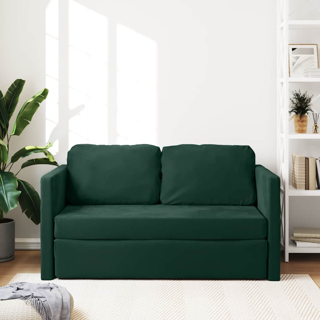 Canapé-lit 2 en 1 vert foncé 122x204x55 cm velours - XIOS