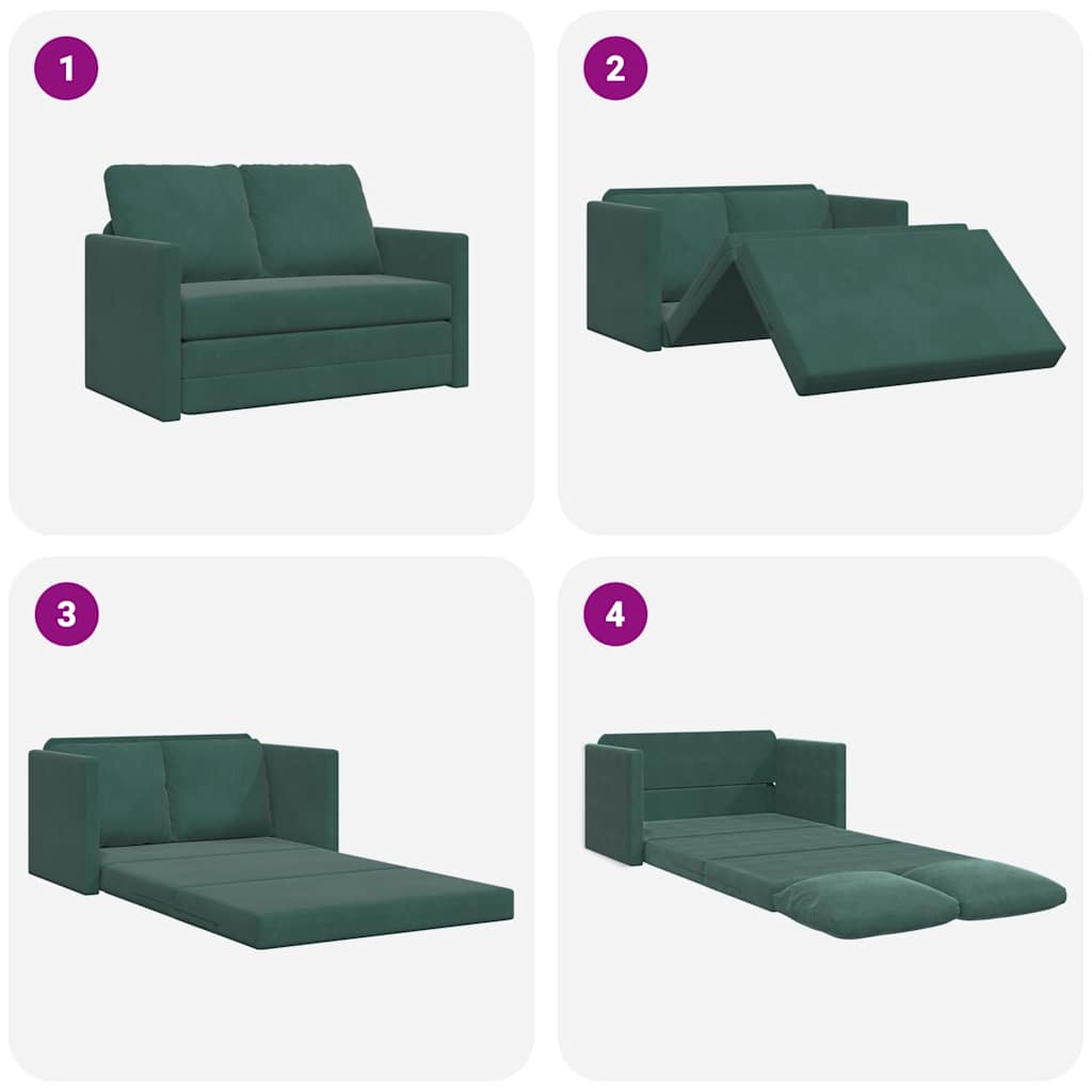 Canapé-lit 2 en 1 vert foncé 122x204x55 cm velours - XIOS