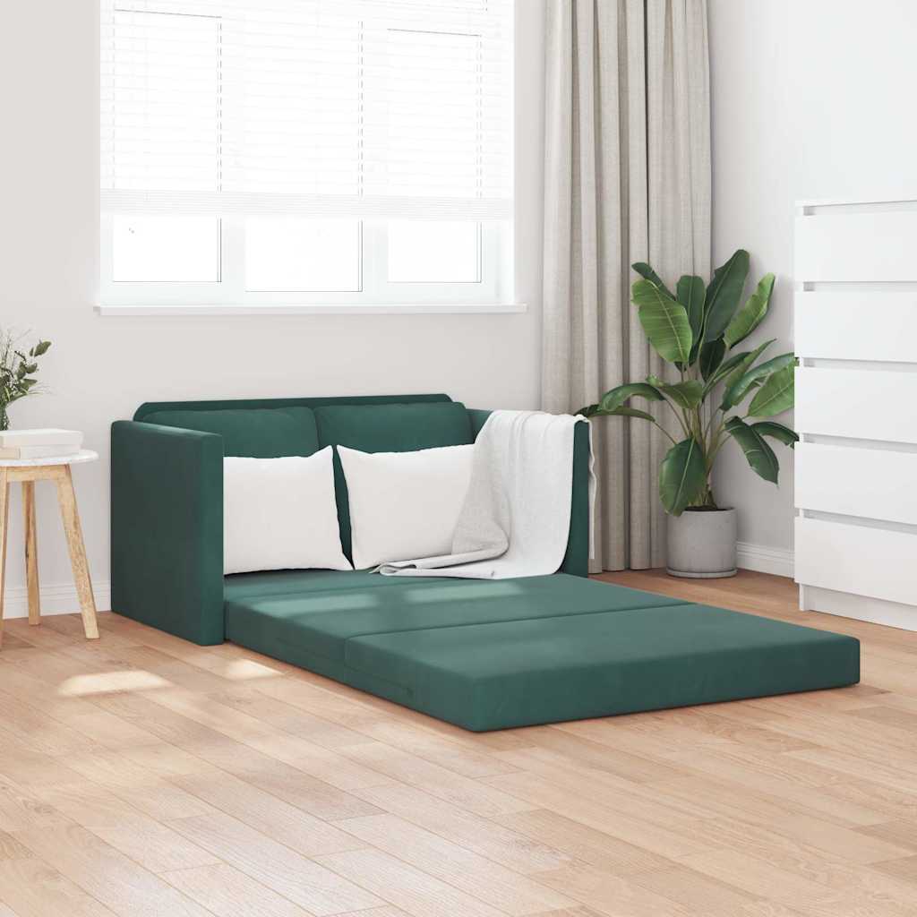 Canapé-lit 2 en 1 vert foncé 122x204x55 cm velours - XIOS