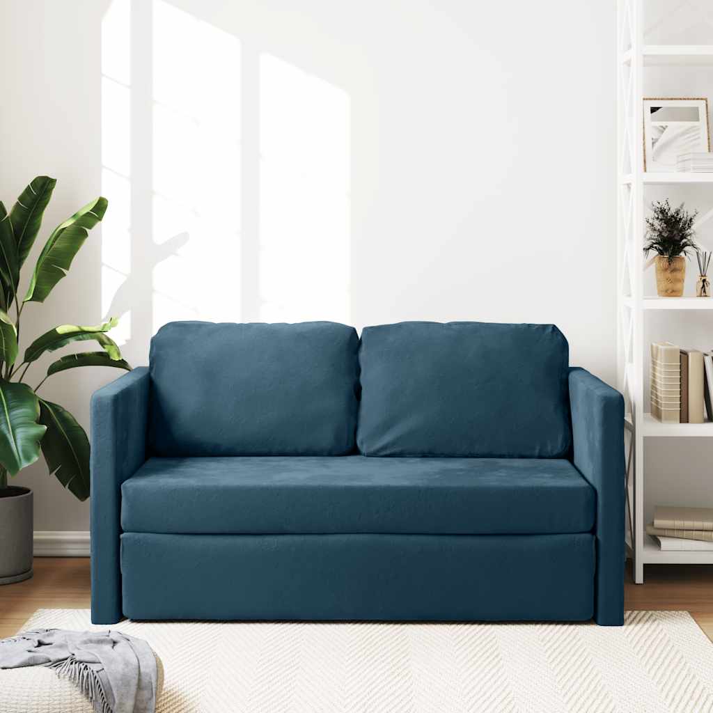 Canapé-lit 2 en 1 bleu 122x204x55 cm velours - XIOS