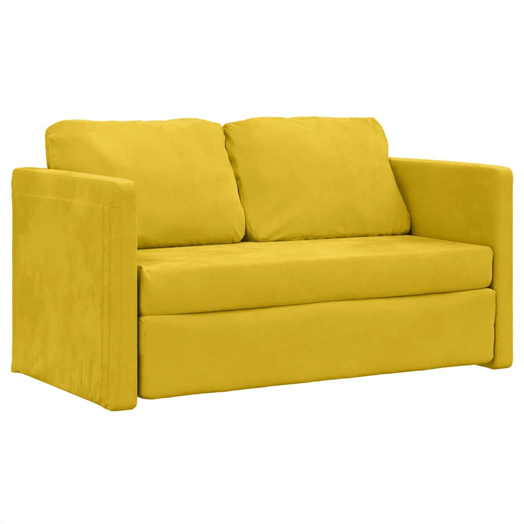 Canapé-lit 2 en 1 jaune foncé 122x204x55 cm velours - XIOS