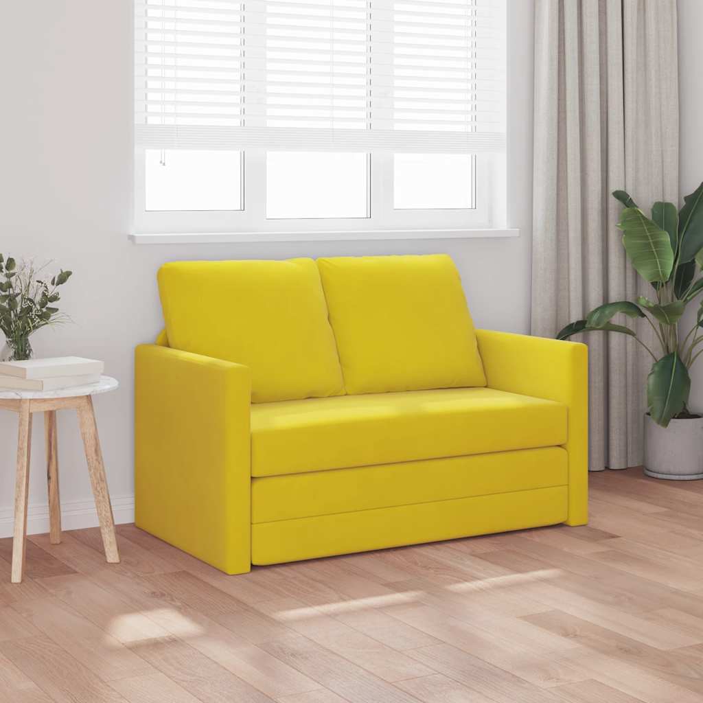 Canapé-lit 2 en 1 jaune foncé 122x204x55 cm velours - XIOS