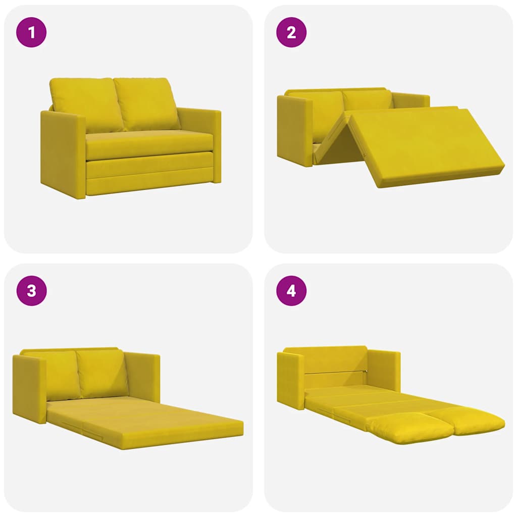 Canapé-lit 2 en 1 jaune foncé 122x204x55 cm velours - XIOS