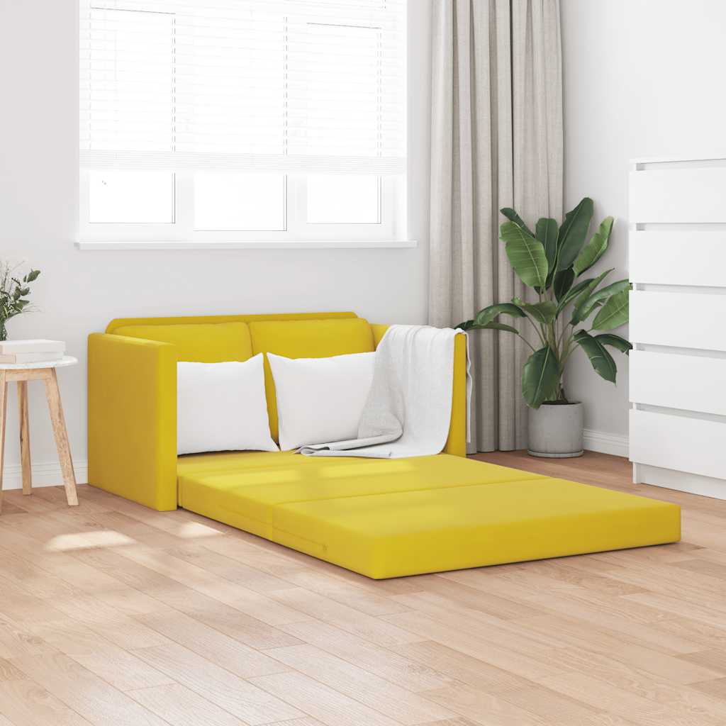Canapé-lit 2 en 1 jaune foncé 122x204x55 cm velours - XIOS