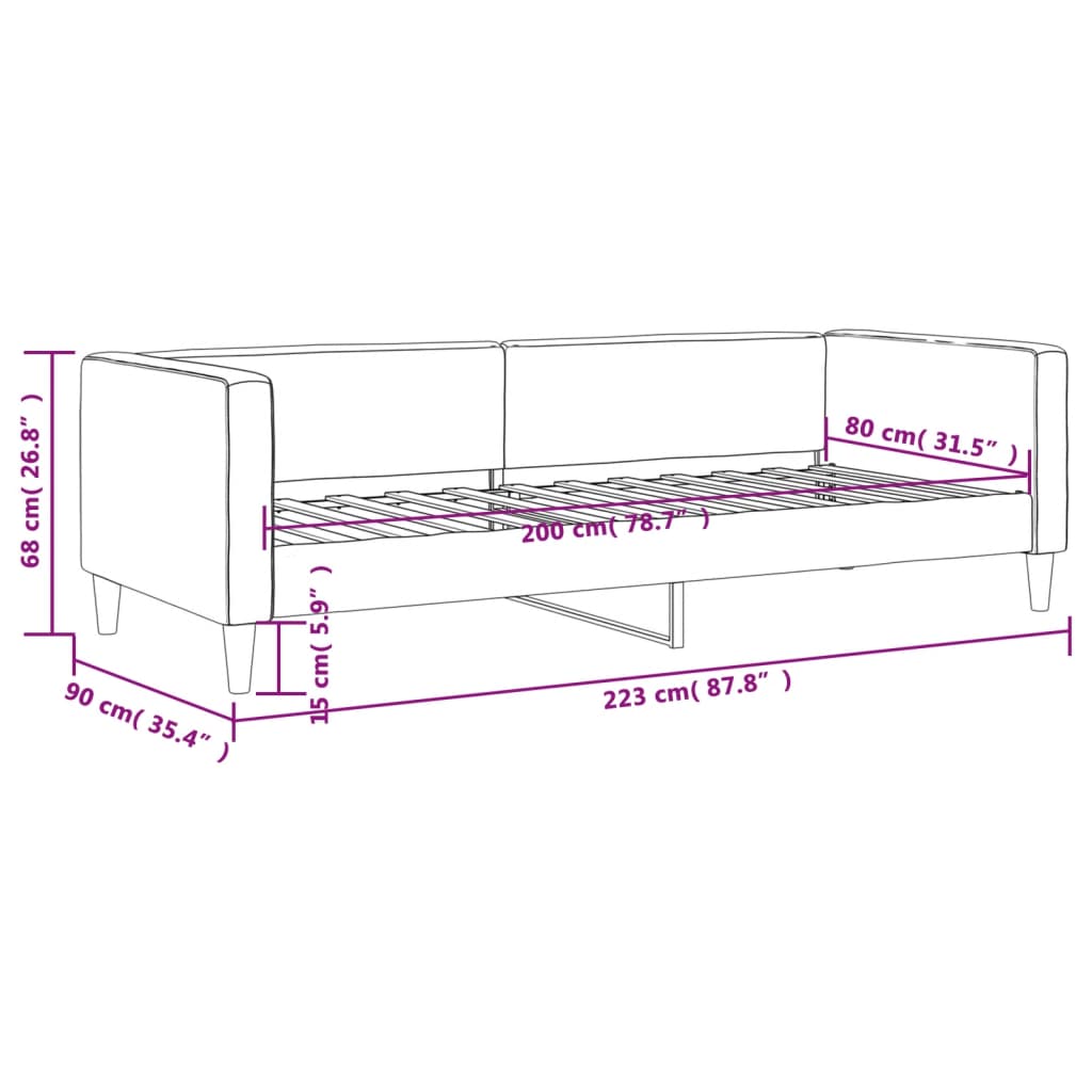 Lit de repos sans matelas noir 80x200 cm tissu - XIOS