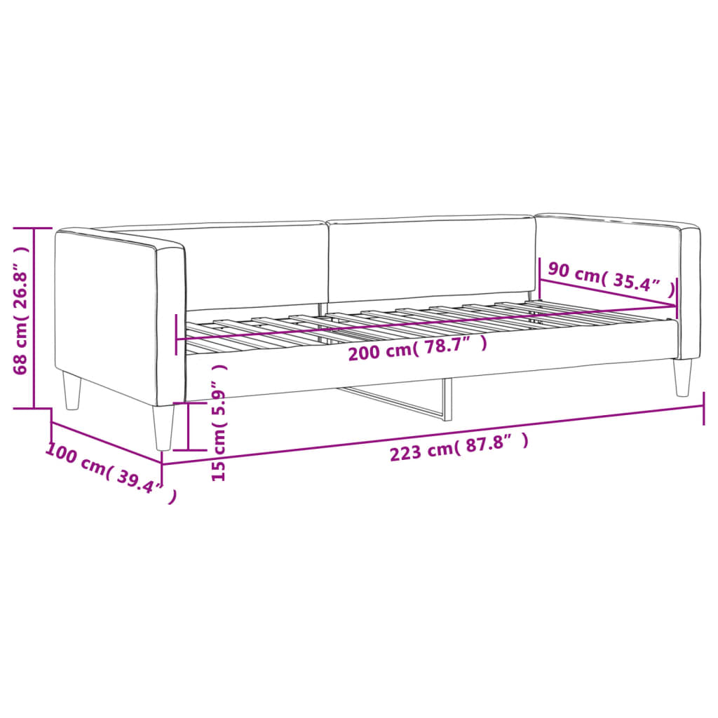 Lit de repos sans matelas crème 90x200 cm tissu - XIOS