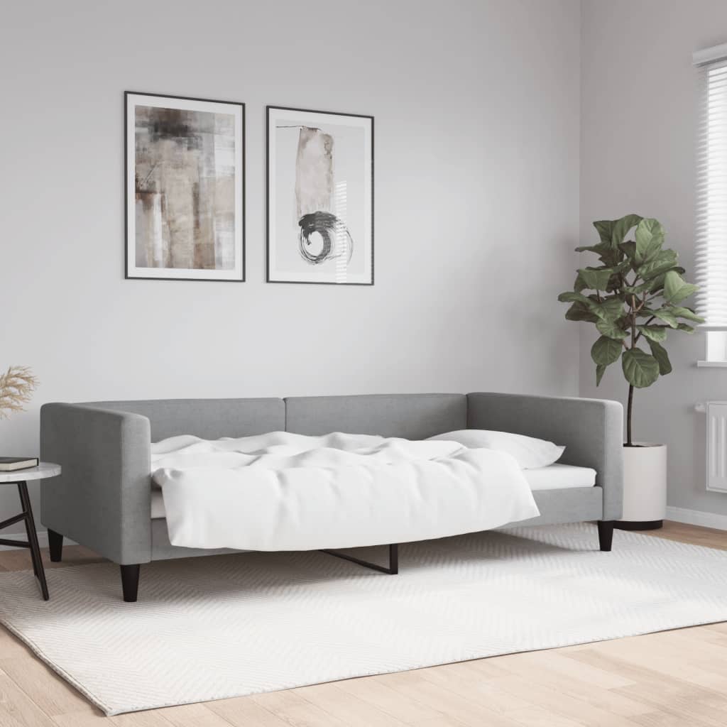 Lit de repos gris clair 100x200 cm tissu - XIOS