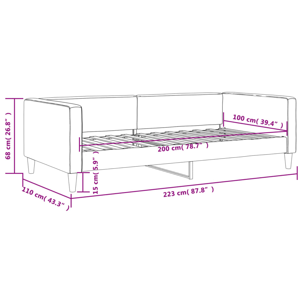 Lit de repos crème 100x200 cm tissu - XIOS