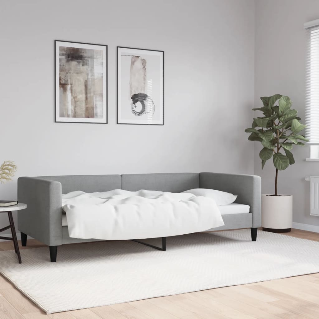 Lit de repos sans matelas gris clair 90x190 cm tissu - XIOS