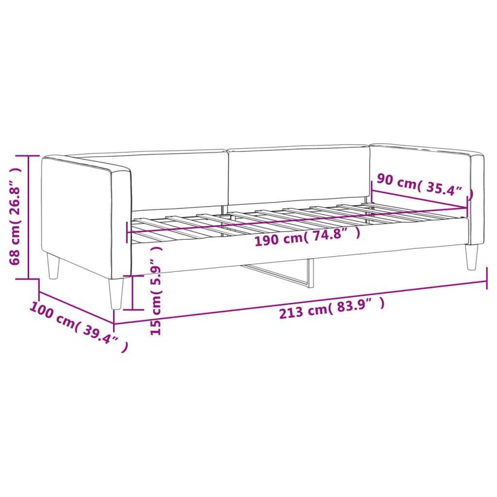 Lit de repos sans matelas noir 90x190 cm tissu - XIOS